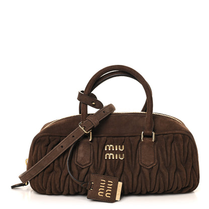 Miu Miu Suede Matelasse Large Arcadie Top Handle Bag Cocoa Brown 1 of 9