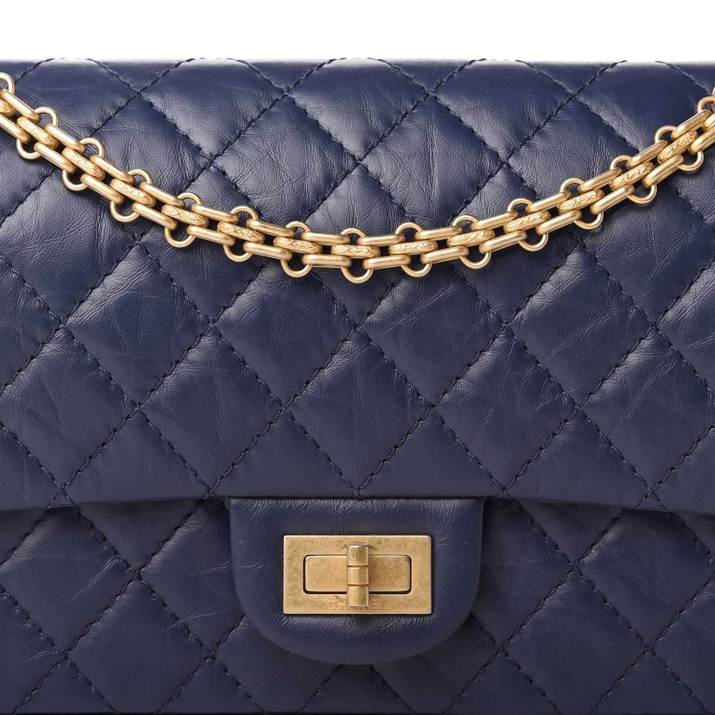 Aged Calfskin Quilted 2.55 Reissue 225 Flap Navy