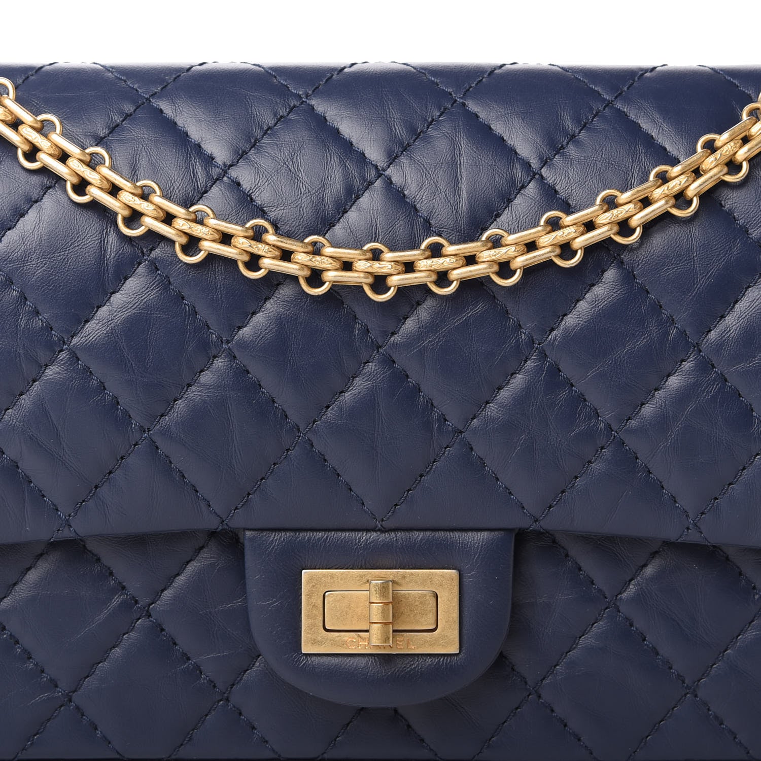 Chanel Aged Calfskin Quilted 2.55 Reissue 225 Flap Navy 10 of 11