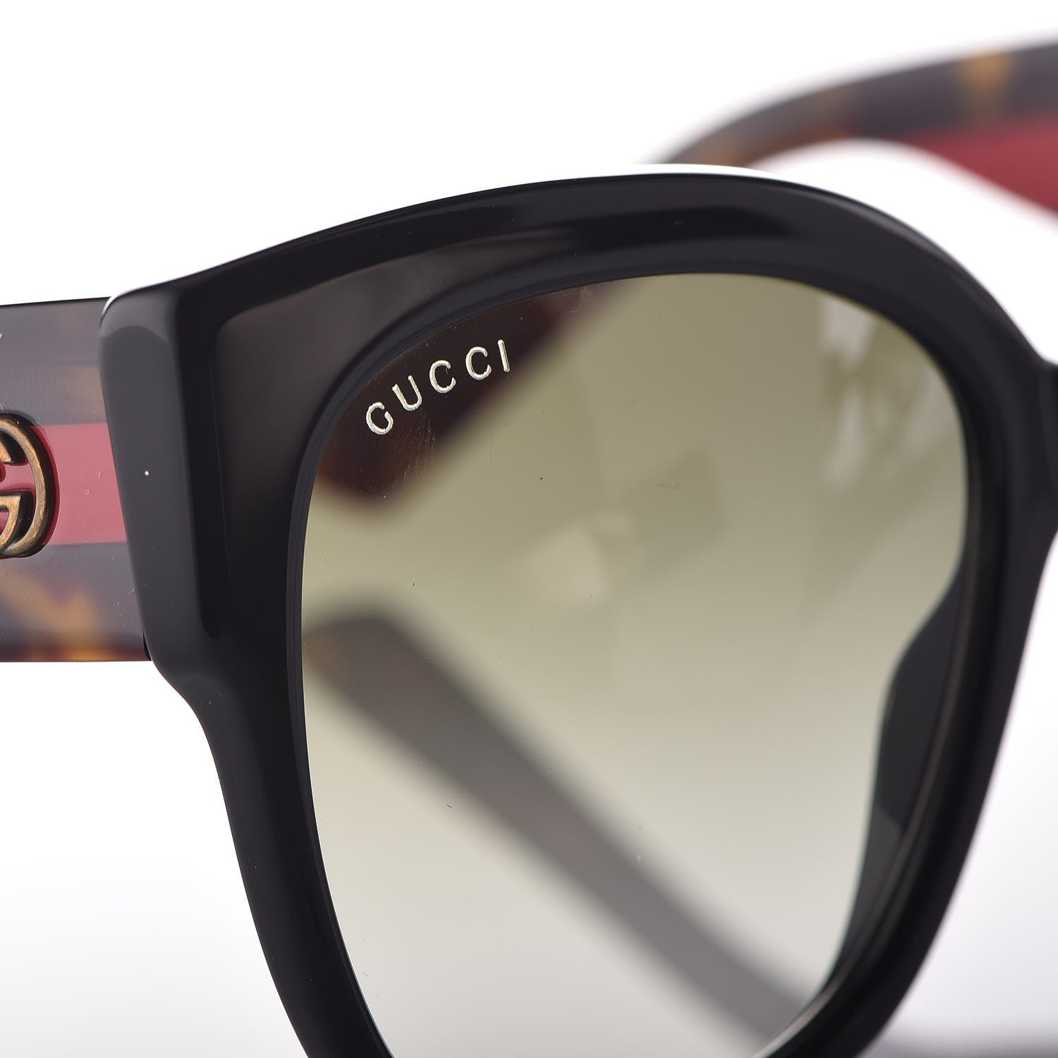 Gucci Acetate Square Frame Web Sunglasses GG0059S Black Tortoise 7 of 8