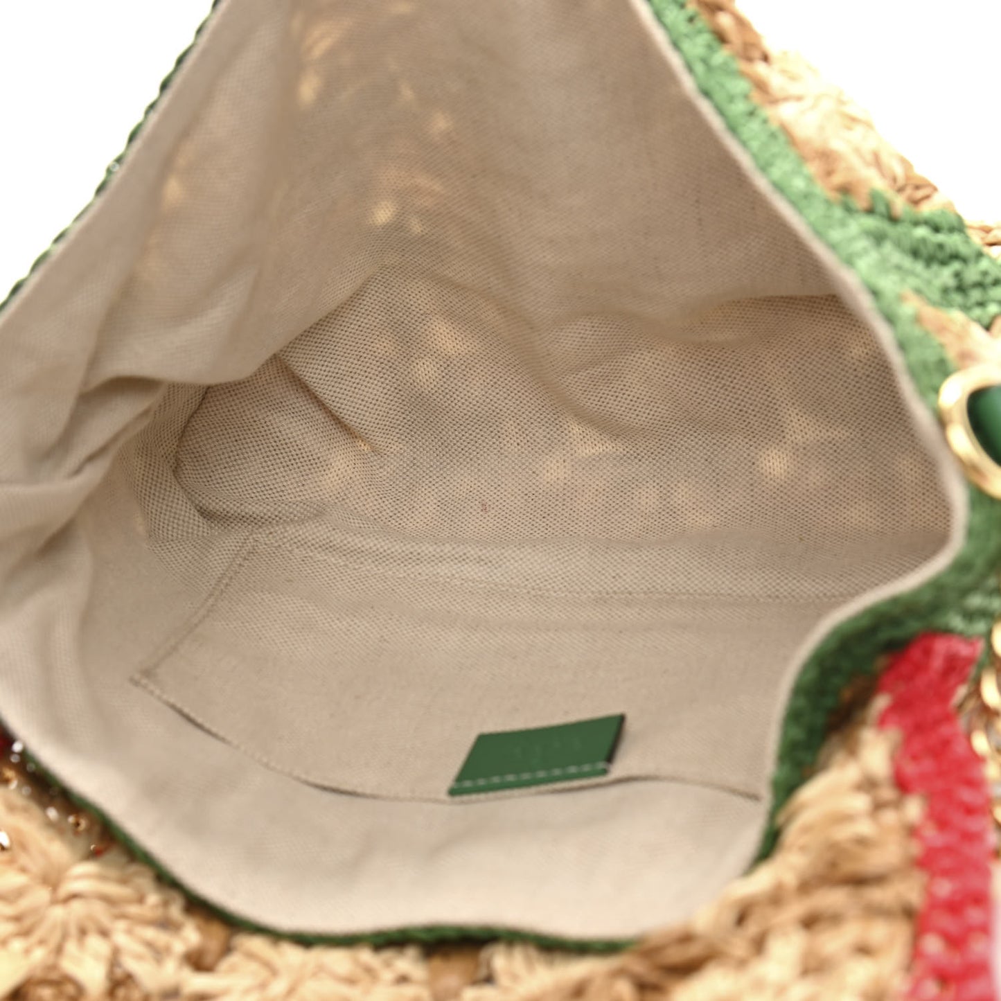 Raffia Azalea Calfskin Crochet Flower Small GG Marmont Shoulder Bag Natural Ecru Green Red New Shamarock