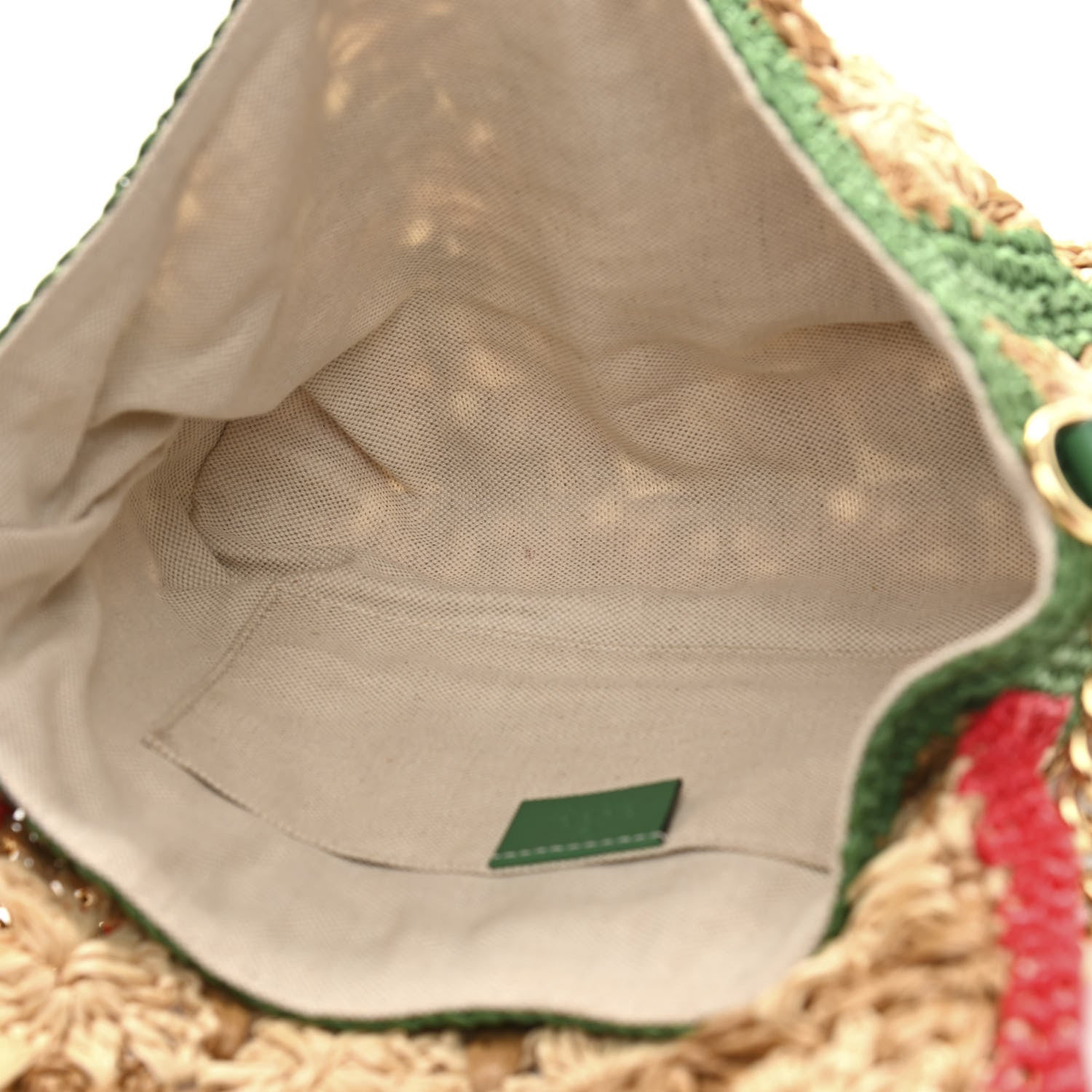 Gucci Raffia Azalea Calfskin Crochet Flower Small GG Marmont Shoulder Bag Natural Ecru Green Red New Shamarock 5 of 10