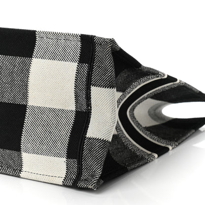 Christian Dior Canvas Embroidered Checkered Book Tote Black White 10 of 11