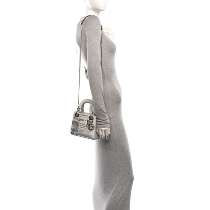 Christian Dior Calfskin Newspaper Printed Mini Lady Dior Black White 2 of 11