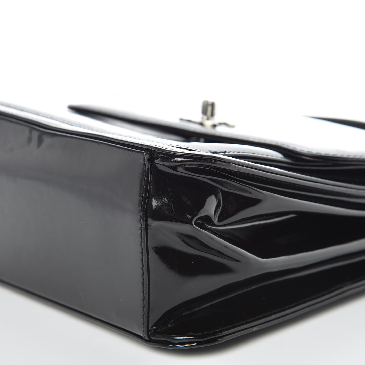 Glazed Calfskin Single Flap Black