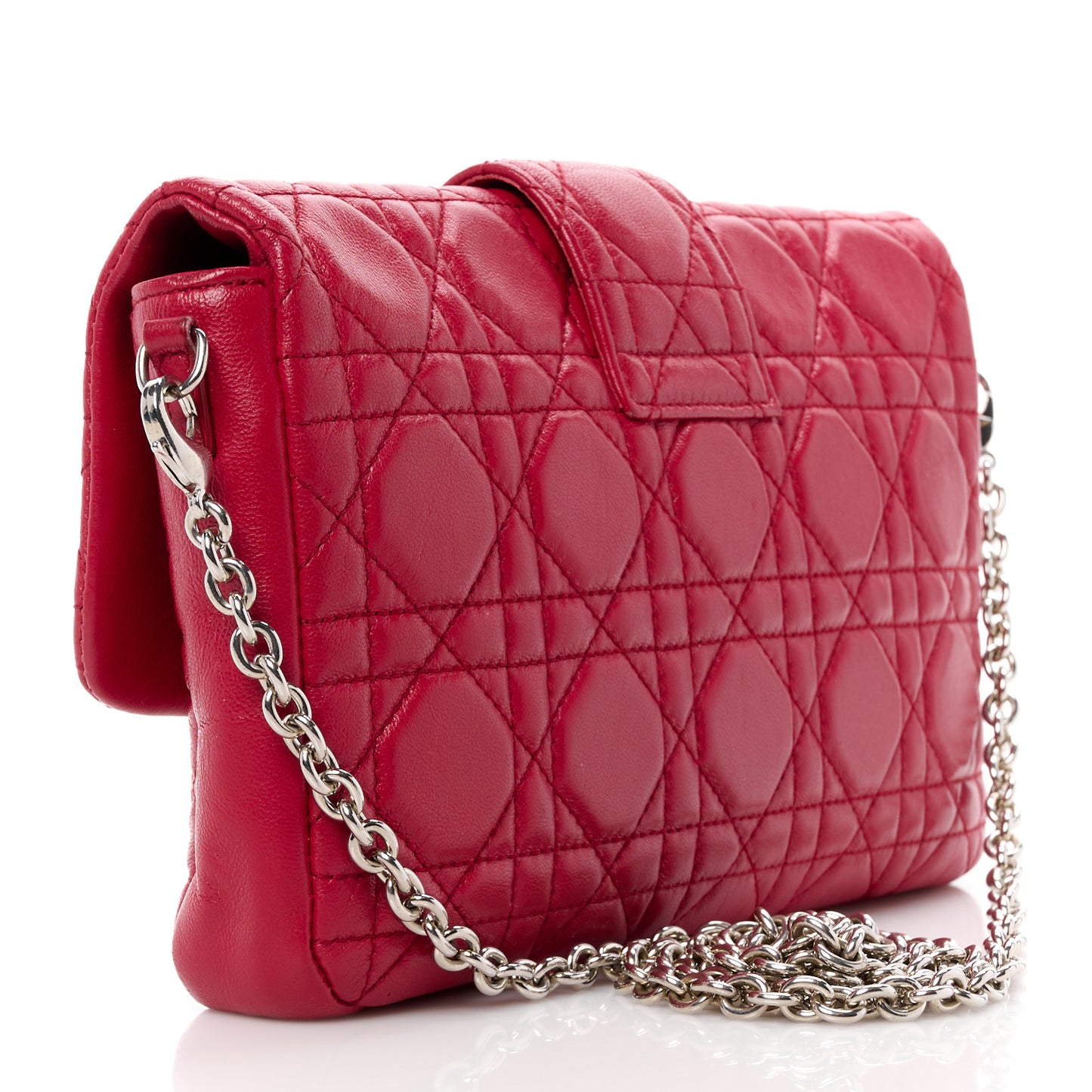 Lambskin Cannage Miss Dior Promenade Pouch Red