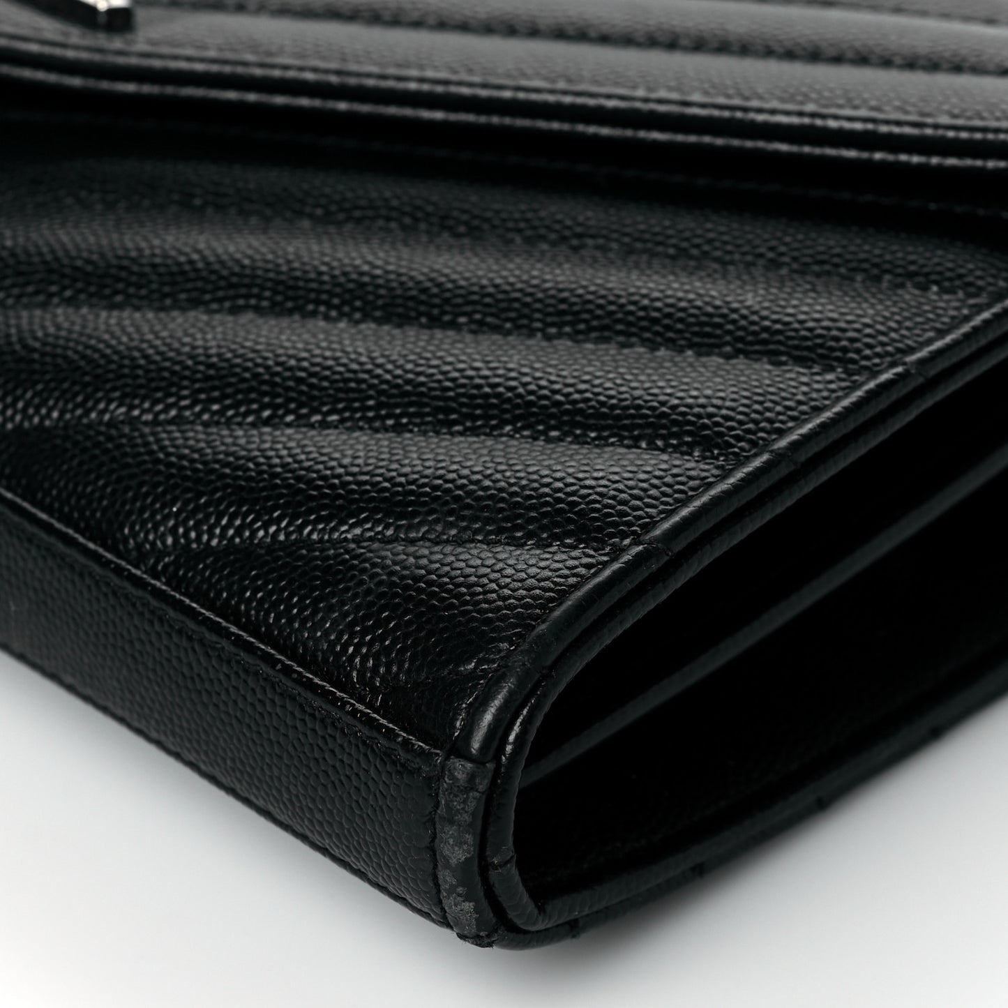 Grain De Poudre Matelasse Chevron Monogram Chain Wallet Black