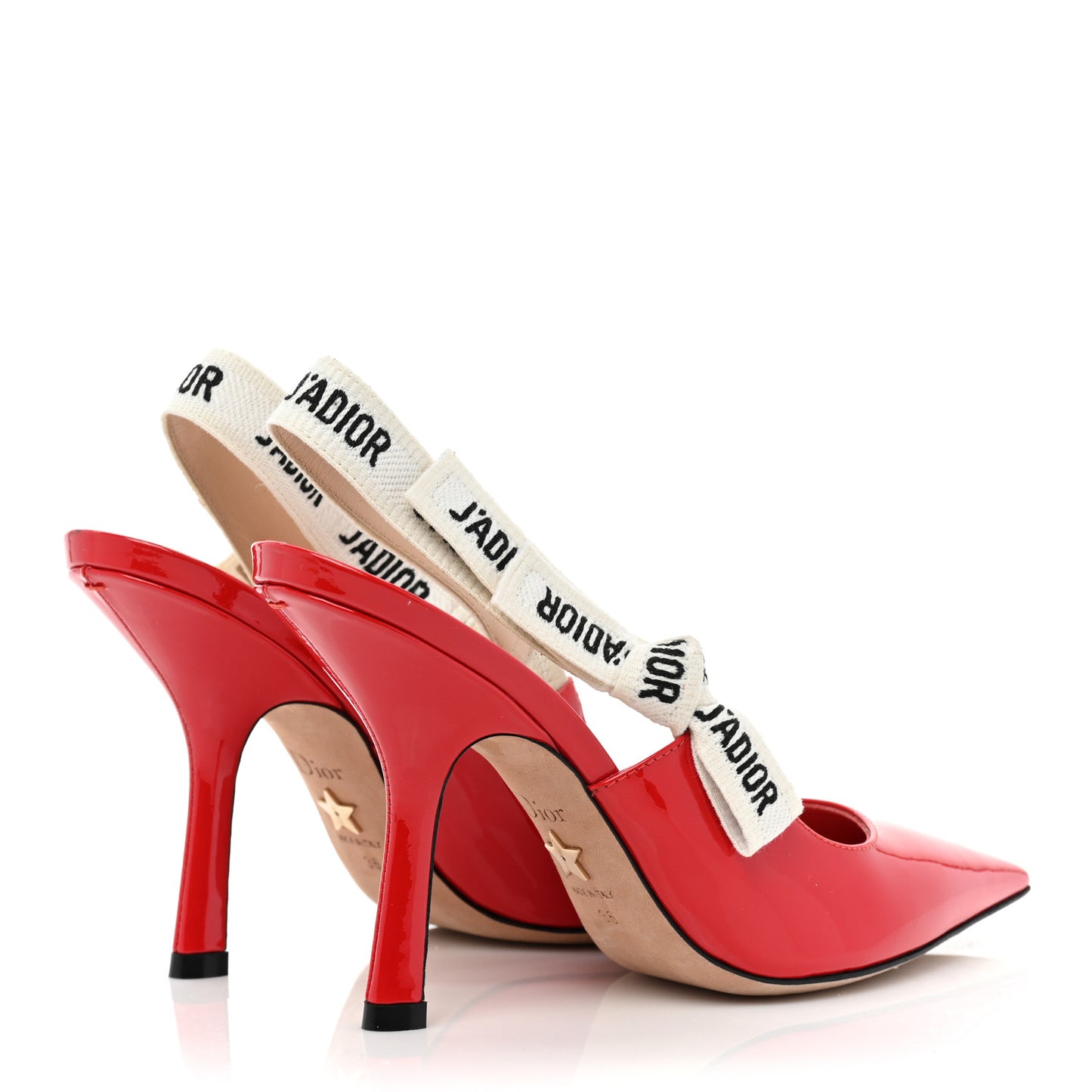 Patent Ribbon J'Adior Slingback 100mm Pumps 39 Red