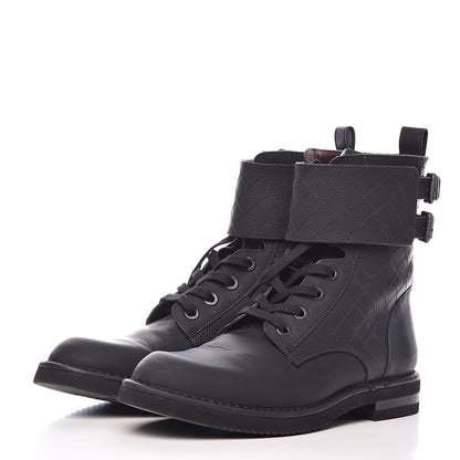Chanel Suede Calfskin Quilted Mens Combat Short Boots 41.5 Black 3 of 12