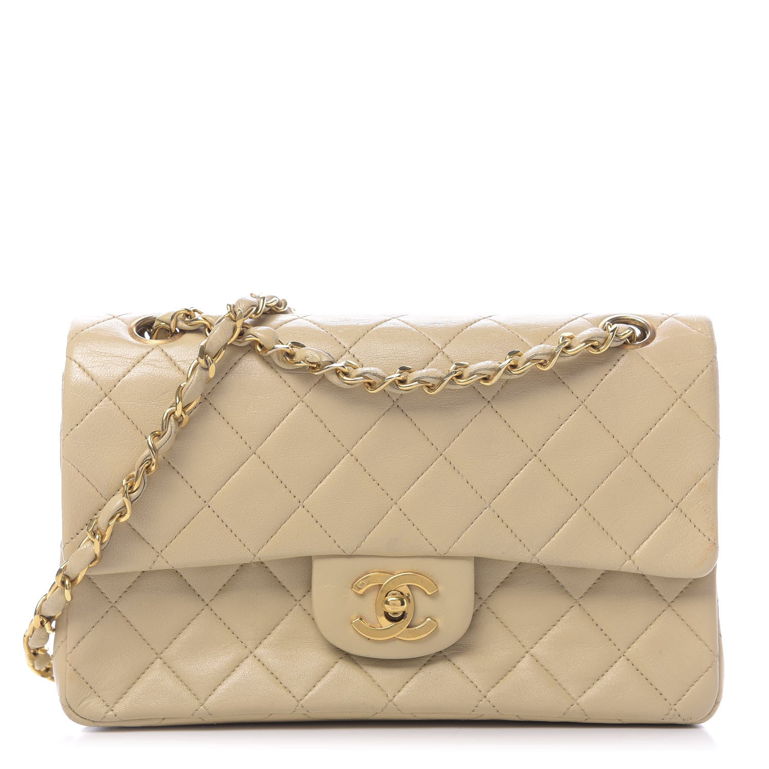 Chanel Lambskin Quilted Small Double Flap Beige 1 of 15