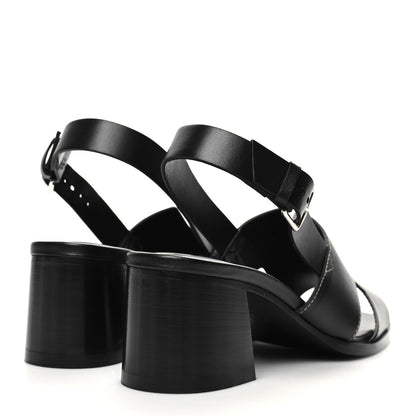 Hermes Calfskin Elbe 60 Sandals 37.5 Black 4 of 8