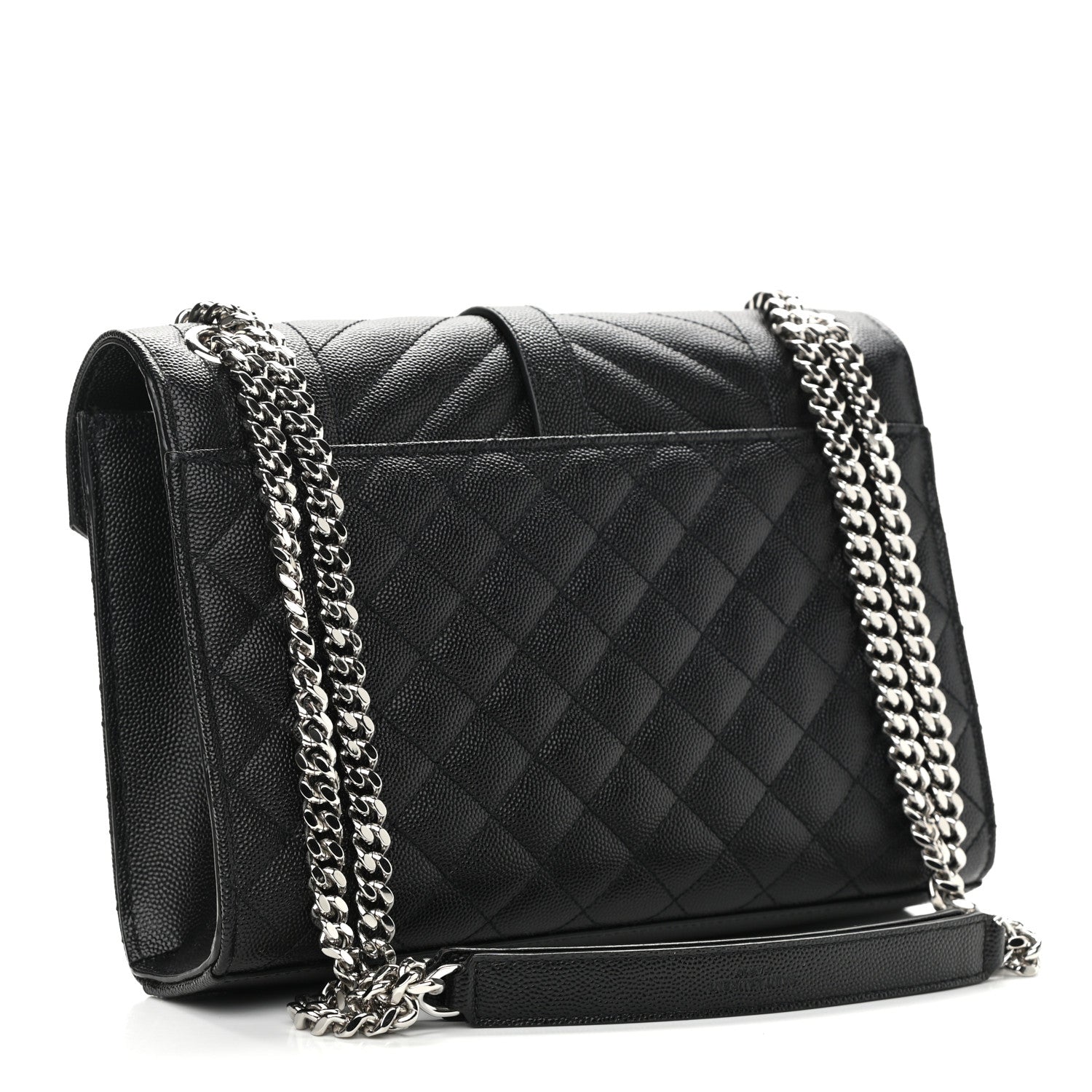 Saint Laurent Grain De Poudre Textured Mixed Matelasse Triquilt Medium Monogram Satchel Black 3 of 12