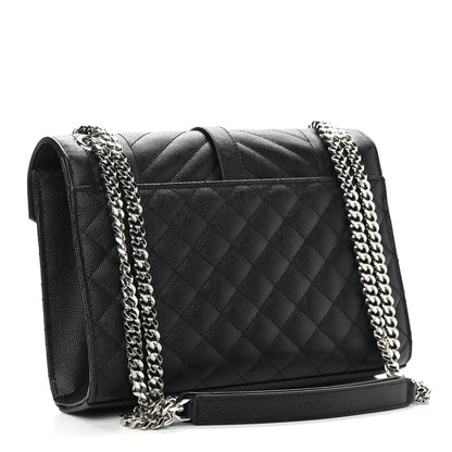 Saint Laurent Grain De Poudre Textured Mixed Matelasse Triquilt Medium Monogram Satchel Black 3 of 12