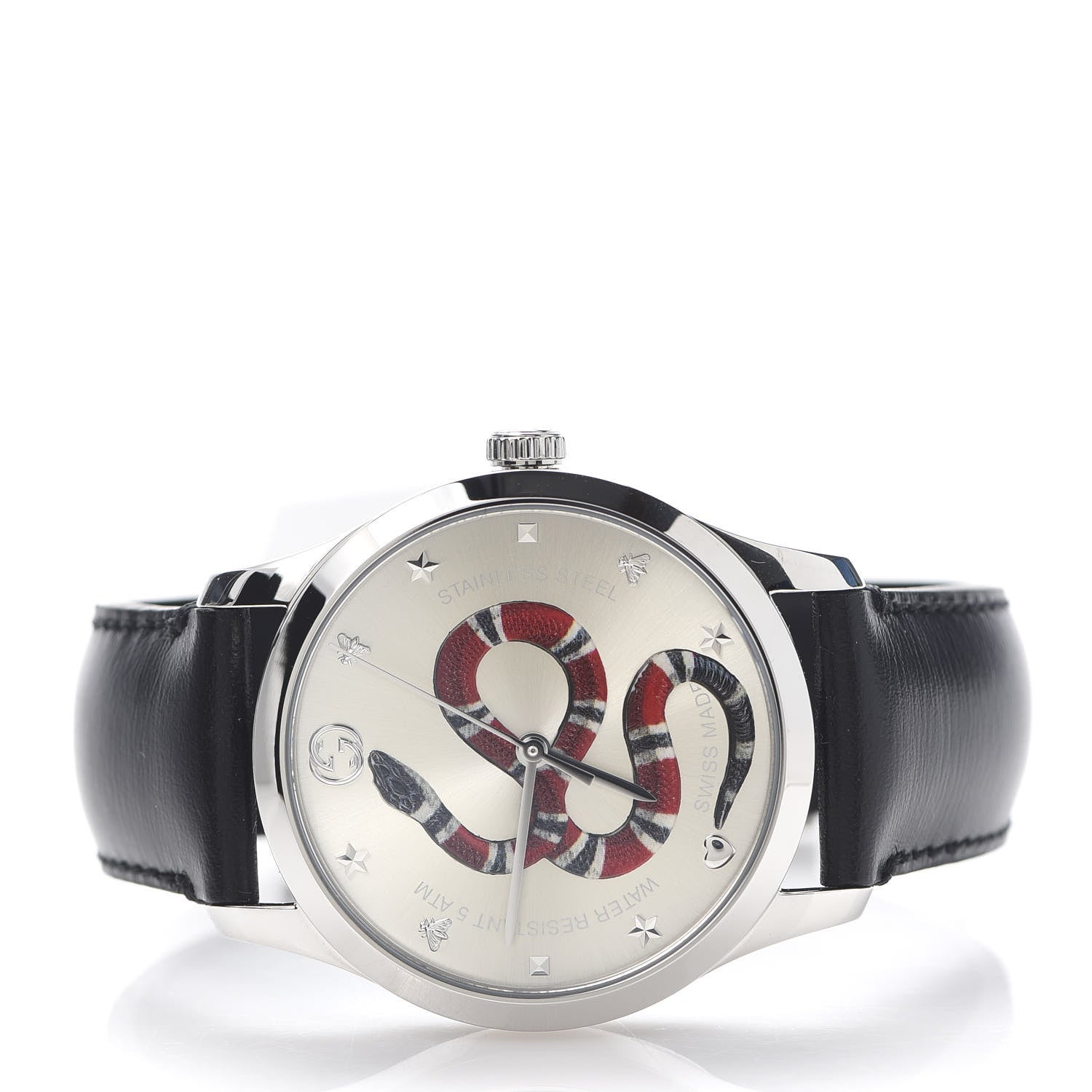Gucci Stainless Steel Calfskin 38mm G-Timeless Snake Quartz Watch 3 of 6
