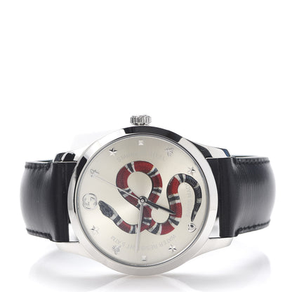 Gucci Stainless Steel Calfskin 38mm G-Timeless Snake Quartz Watch 3 of 6