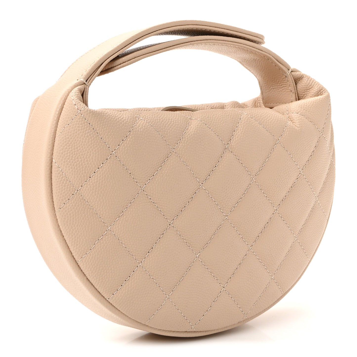 Caviar Quilted Polly Pocket Pouch Hobo Beige