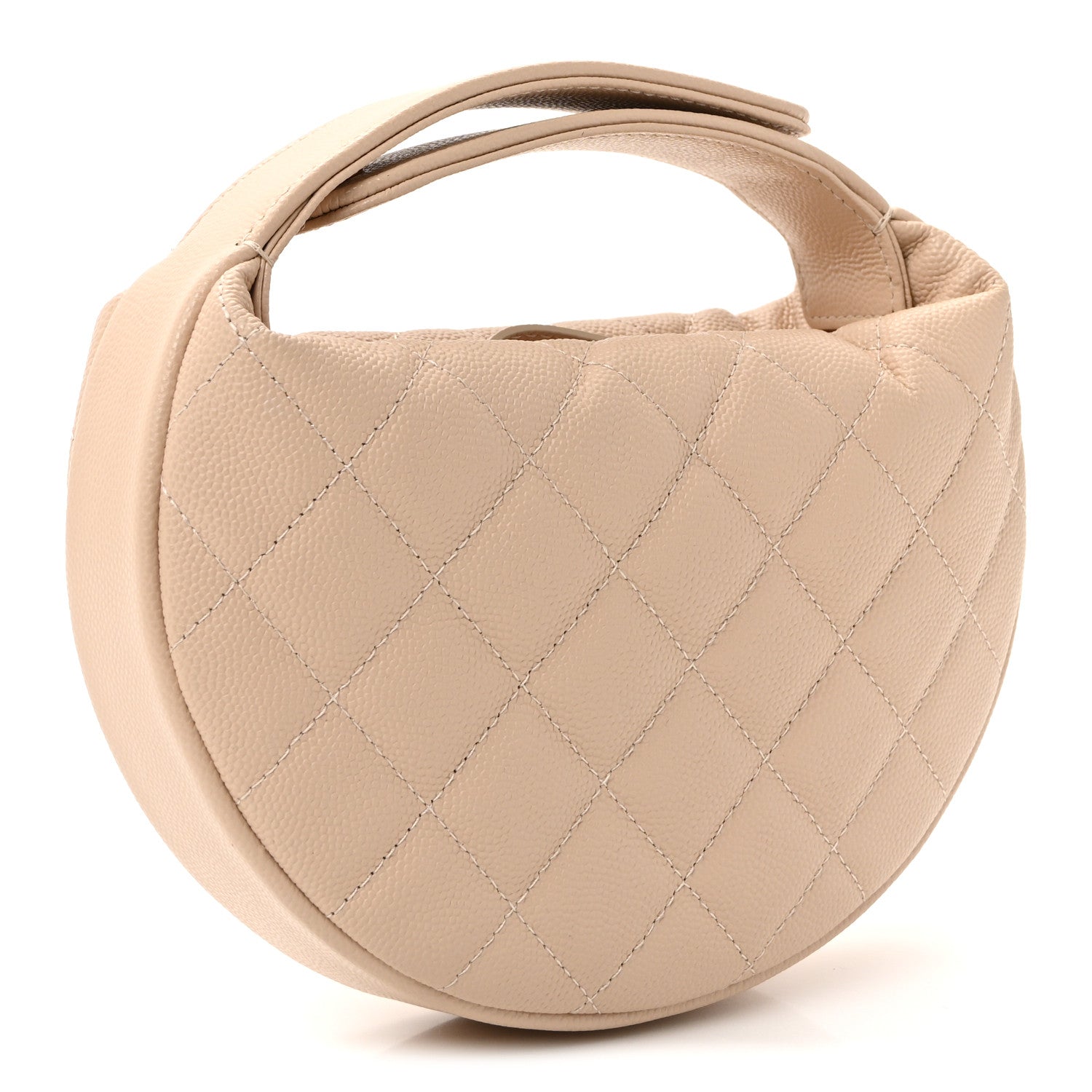 Chanel Caviar Quilted Polly Pocket Pouch Hobo Beige 3 of 10