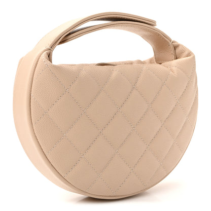 Chanel Caviar Quilted Polly Pocket Pouch Hobo Beige 3 of 10