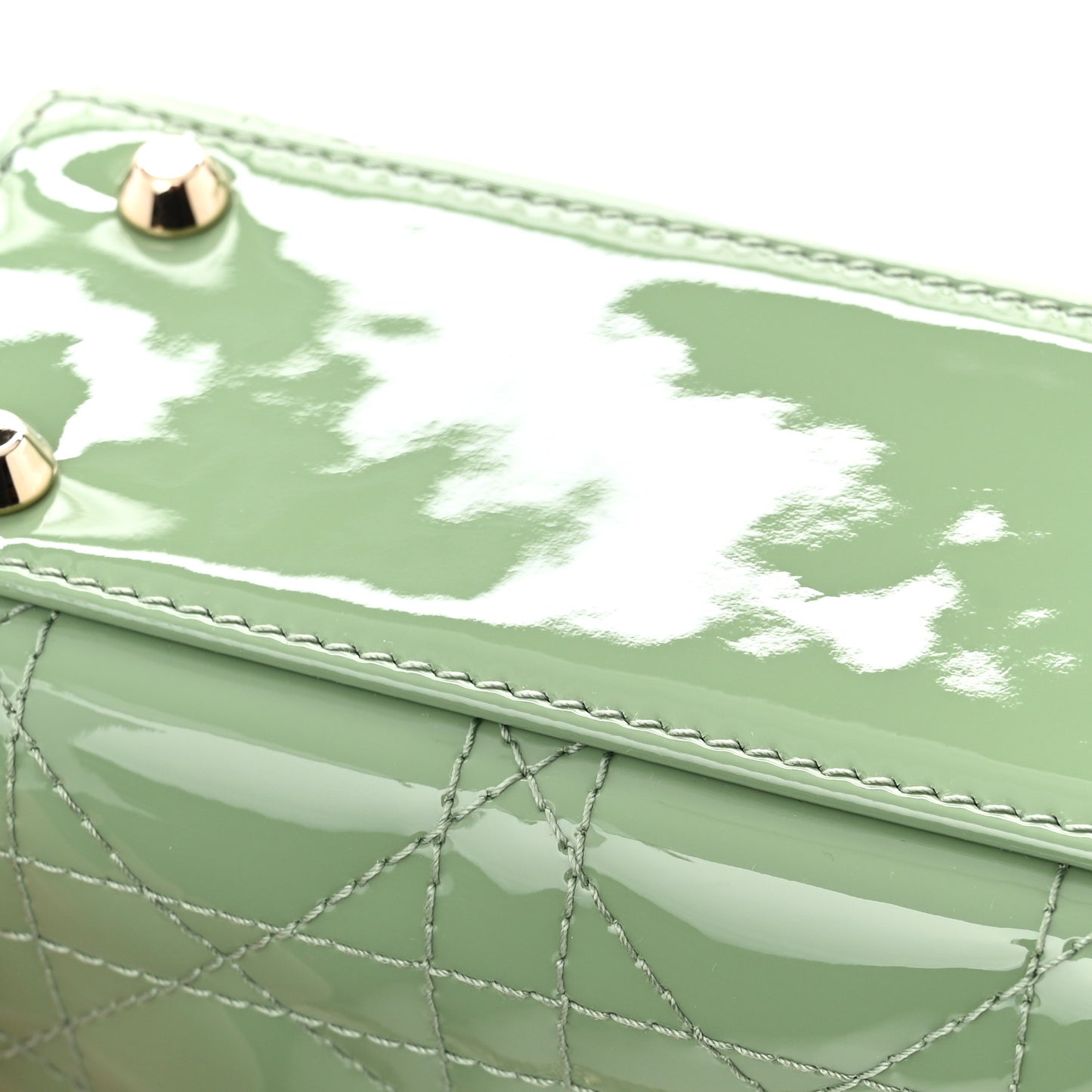 Patent Cannage Mini Lady Dior Mint Green
