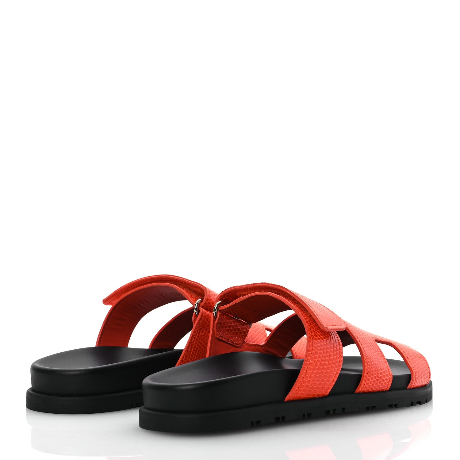 Hermes Lizard Womens Chypre Sandals 37 Orange Synthetique 5 of 11