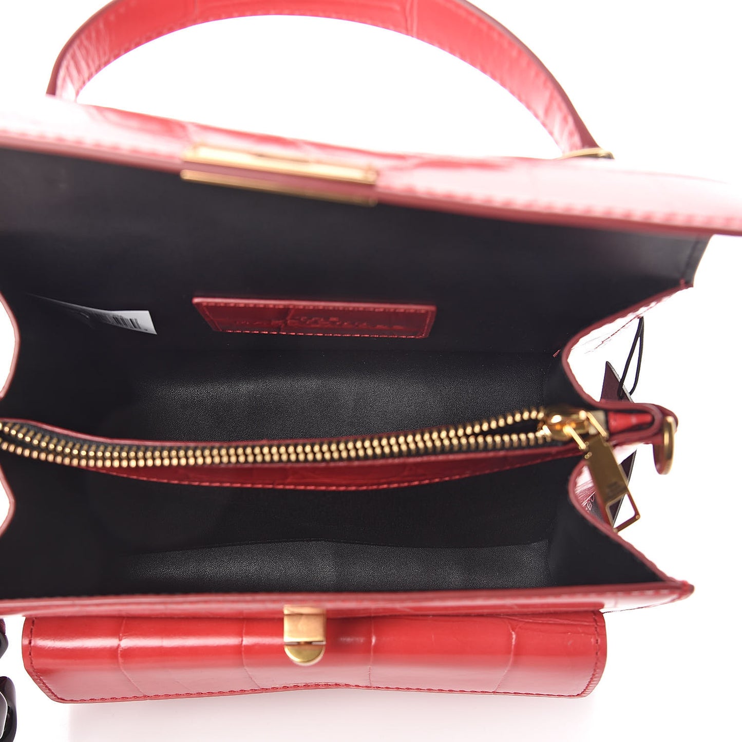 Calfskin Crocodile Embossed Uptown Shoulder Bag Flame