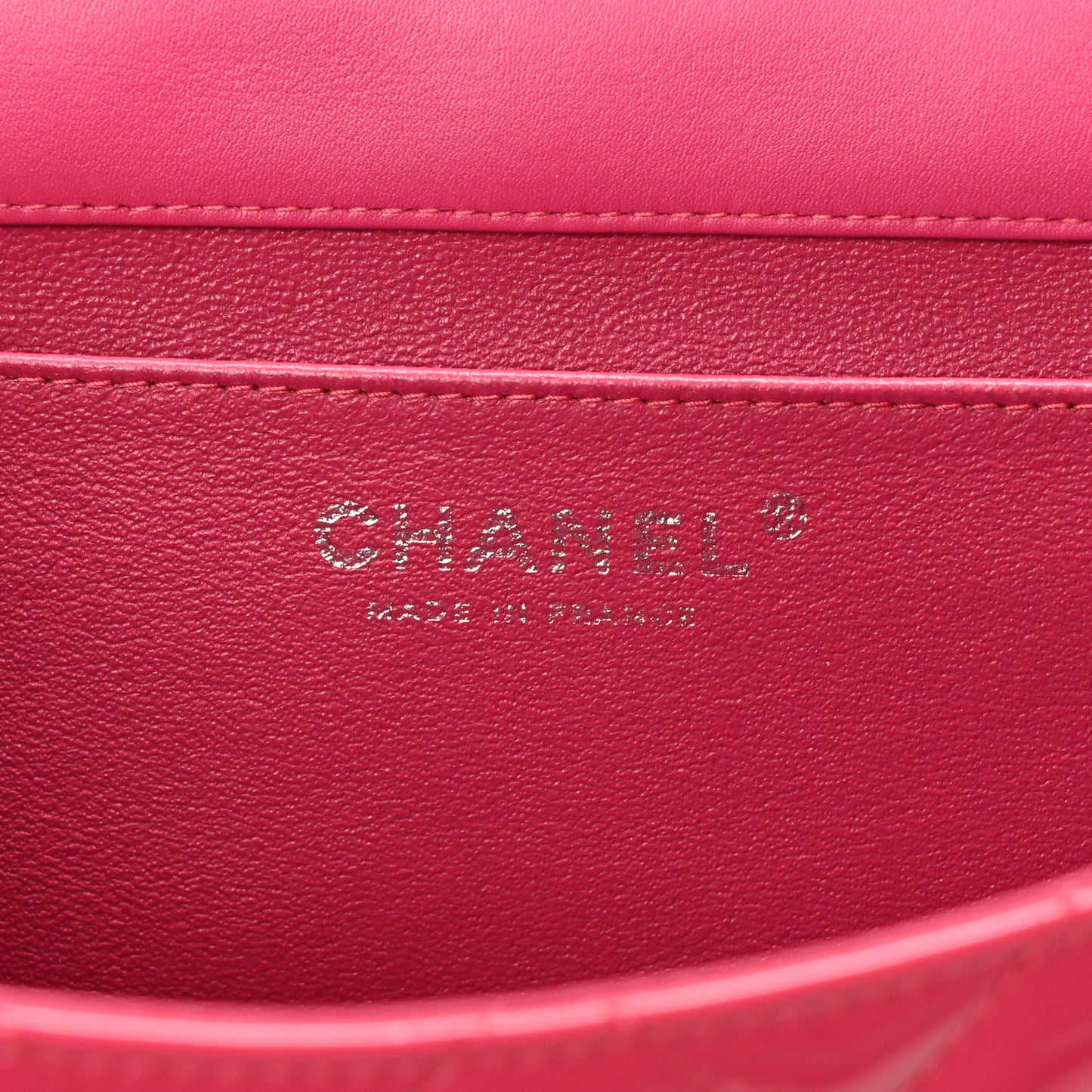 Patent Quilted Clutch with Chain Flap Fuchsia