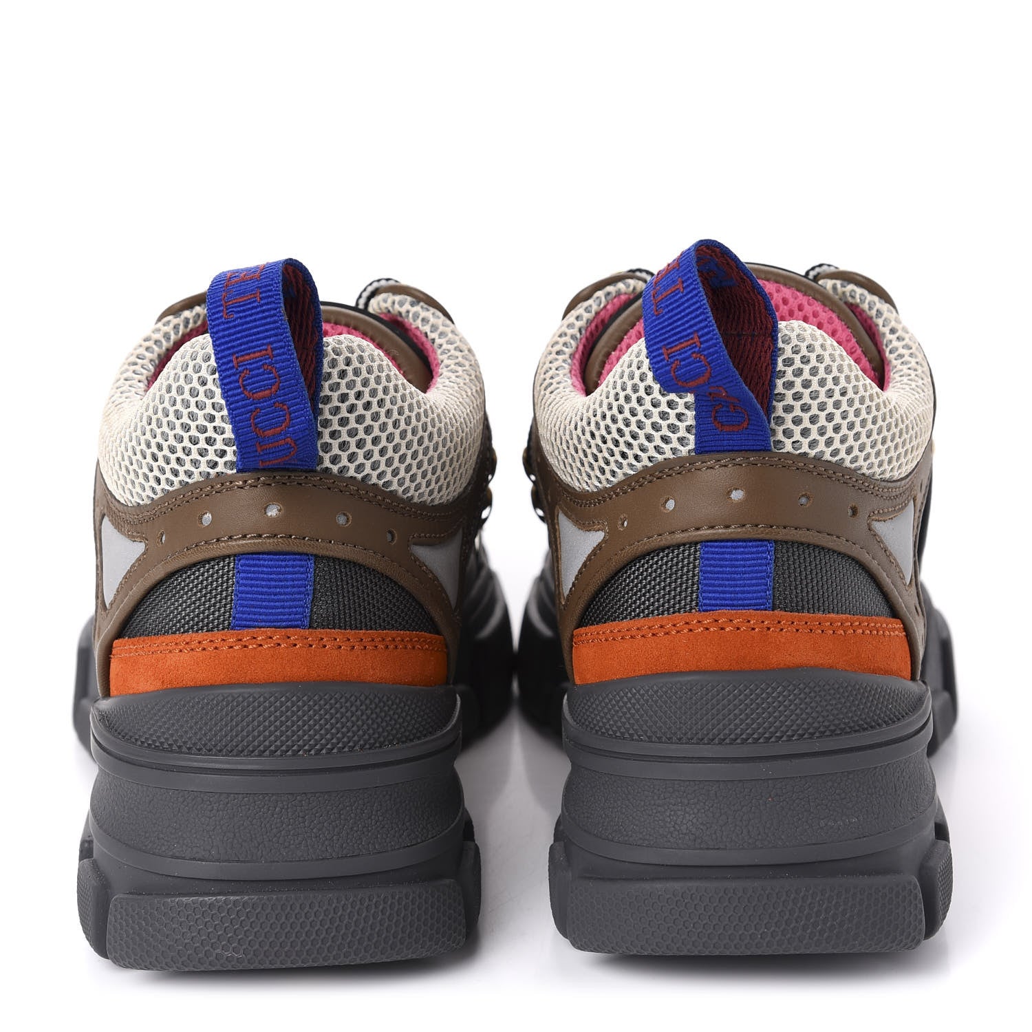 Gucci X SEGA Mesh Canvas Calfskin Womens Flashtrek Sneakers 37.5 White Box Pink Ardesia Loess 6 of 9