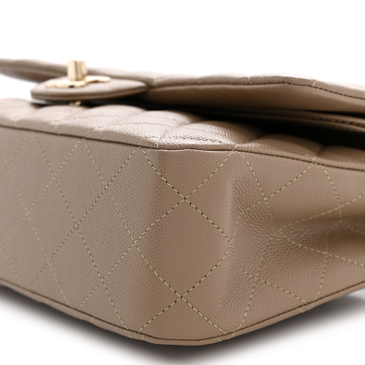 Chanel Caviar Quilted Medium Double Flap Dark Beige 10 of 11