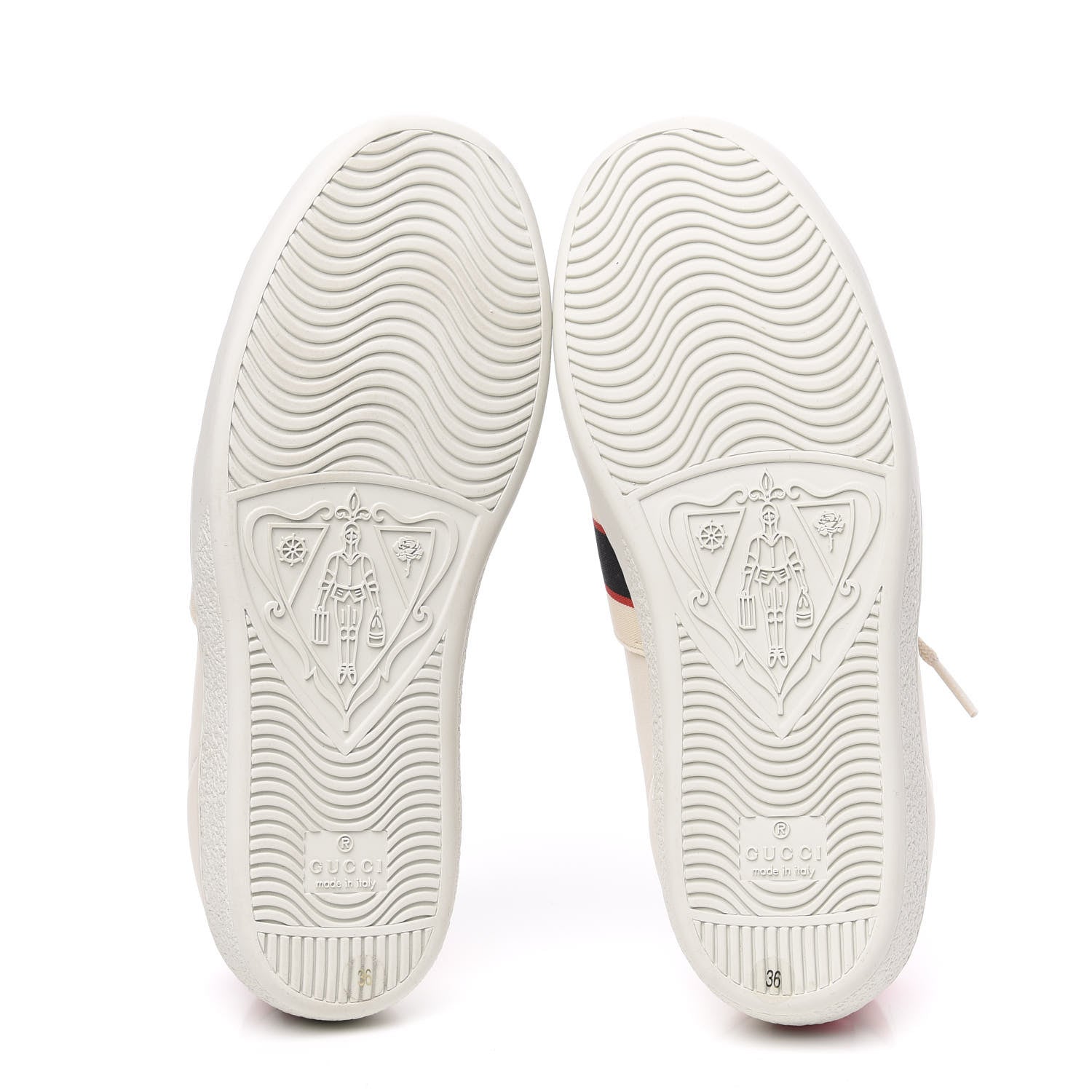 Gucci Calfskin Stripe Womens New Ace Sneakers 36 New Mystic White Ecru Red Flame 5 of 10