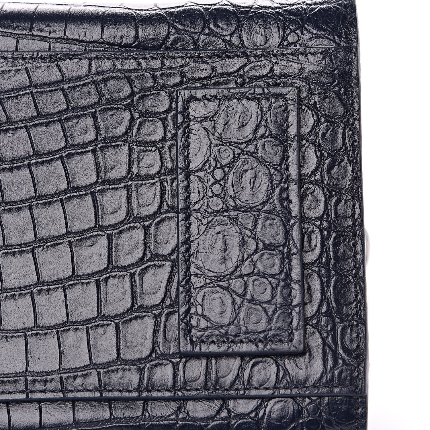 Saint Laurent Calfskin Crocodile Embossed Small Supple Sac de Jour Navy 10 of 11