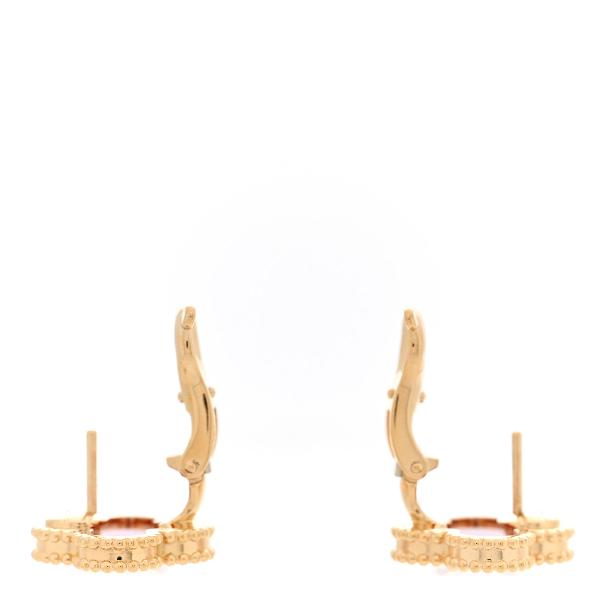 18K Yellow Gold Carnelian Vintage Alhambra Earrings