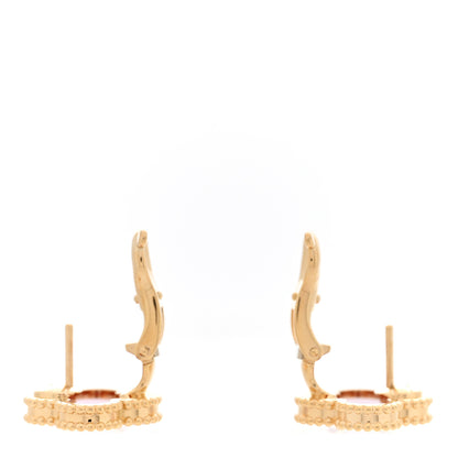 Van Cleef & Arpels 18K Yellow Gold Carnelian Vintage Alhambra Earrings 3 of 5