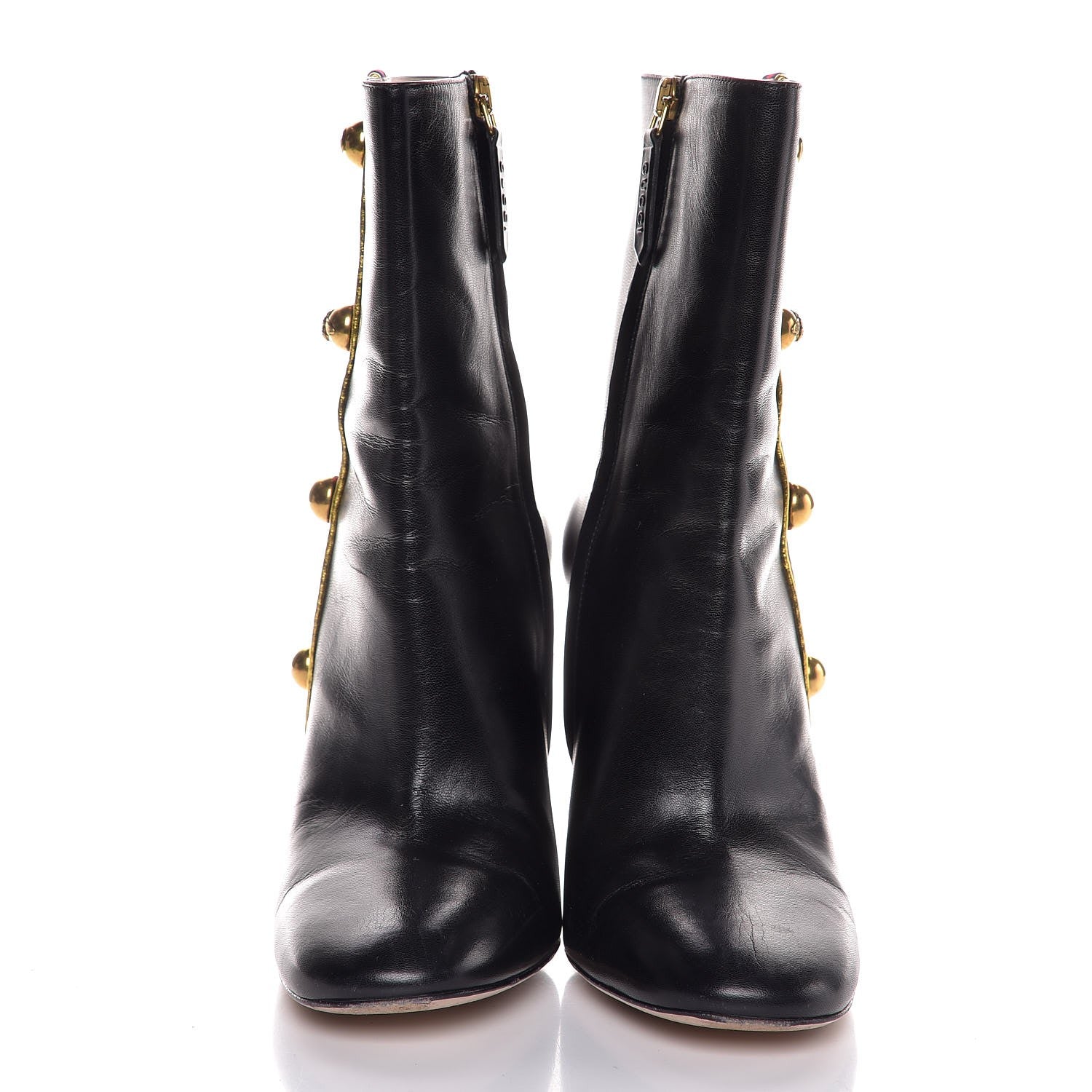 Gucci Malaga Kid Web Carly Mid Calf Boots 38.5 Black 2 of 10