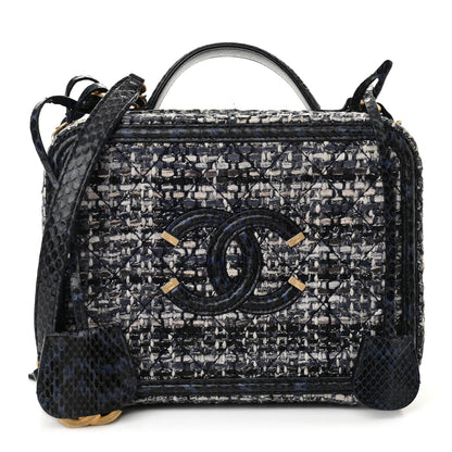 Chanel Tweed Snakeskin Quilted Medium CC Filigree Vanity Case Multicolor 1 of 10