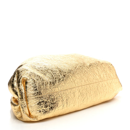 Bottega Veneta Metallic Crinkled Lambskin The Pouch Oversized Clutch Oro 4 of 7