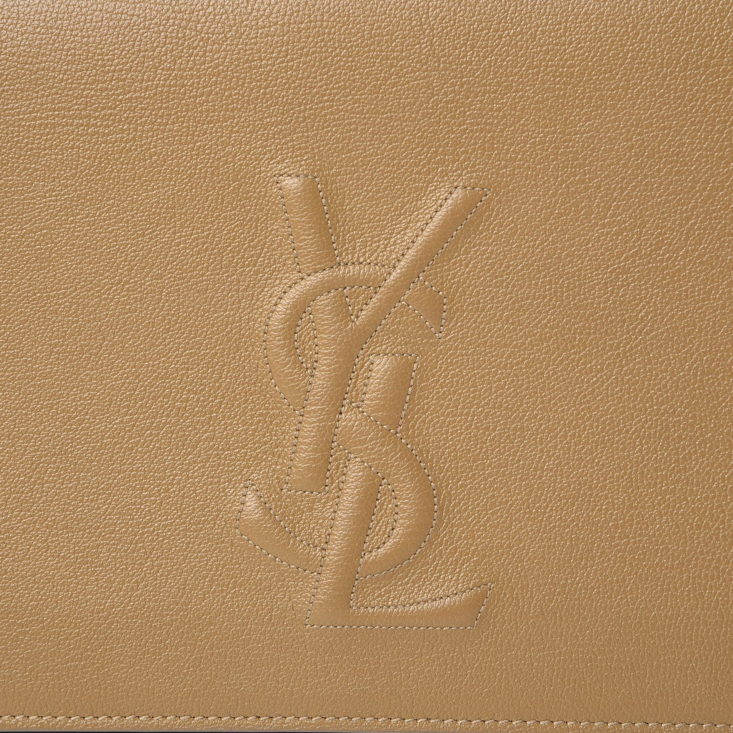Saint Laurent Calfskin Monogram Large Belle De Jour Clutch Beige 7 of 9