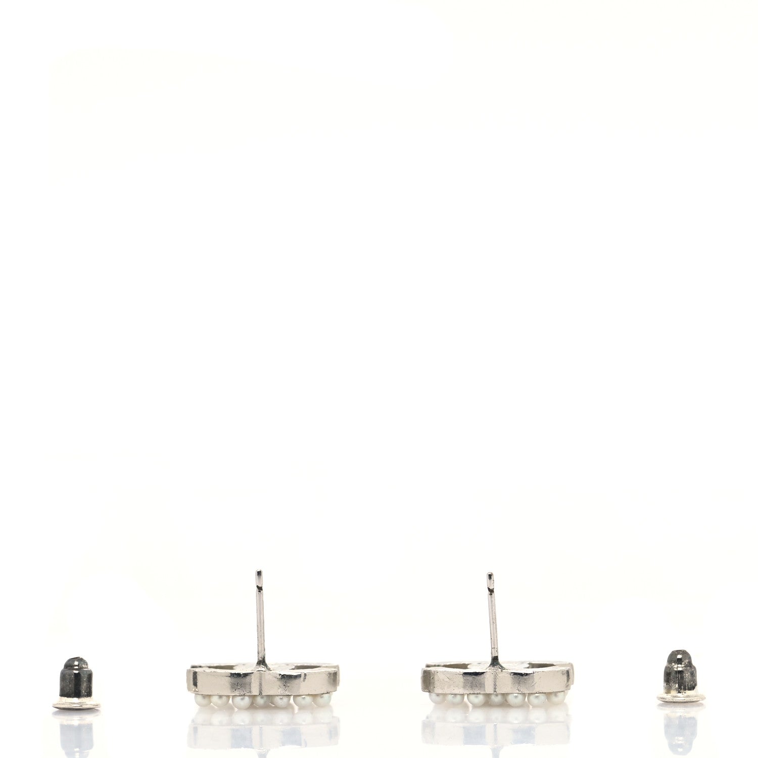 Chanel Pearl CC Earrings Silver 4 of 4