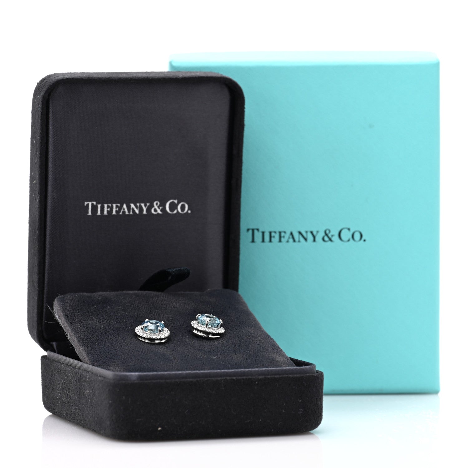 Tiffany Platinum Diamond Aquamarine Soleste Earrings 5 of 5