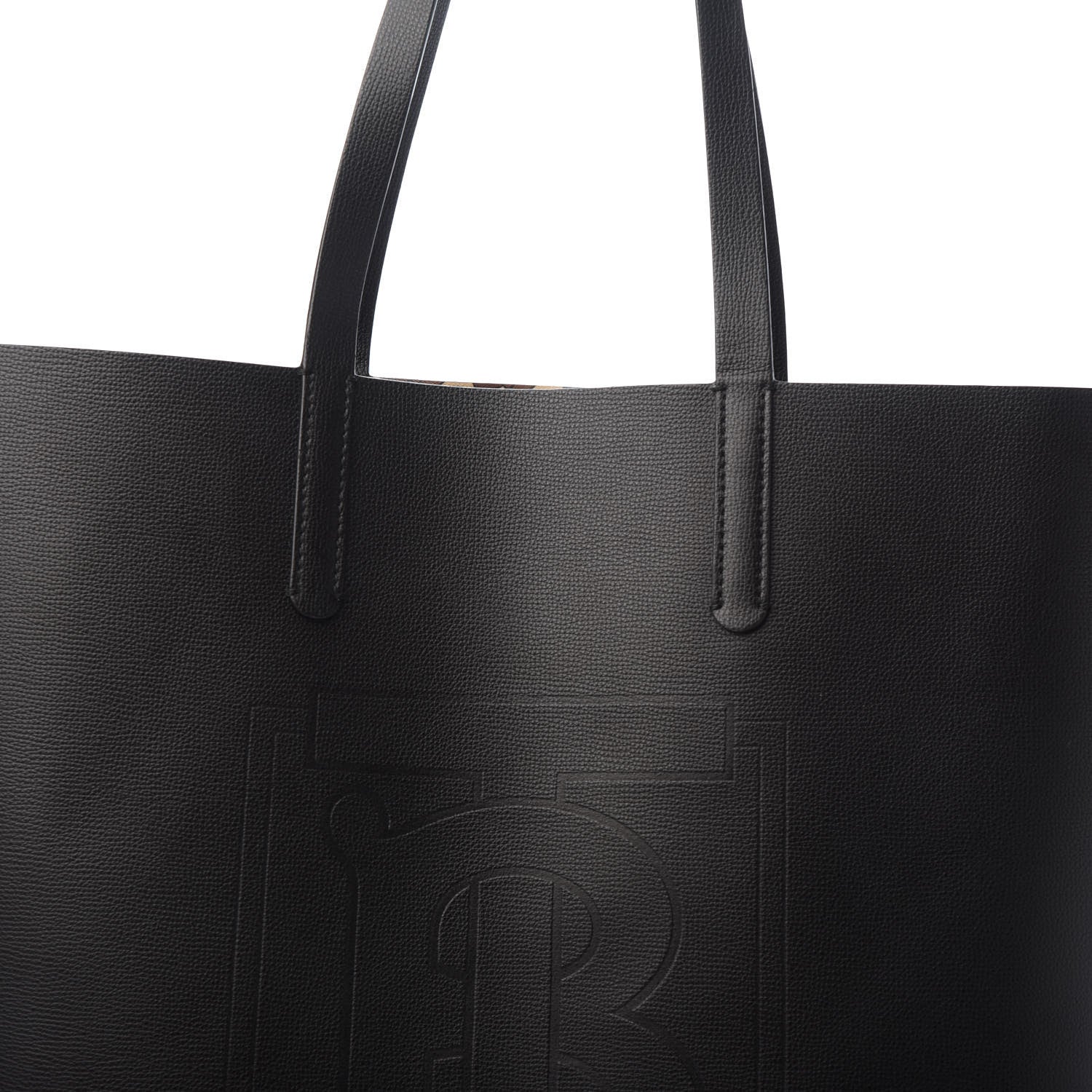 Burberry Calfskin TB Motif Embossed Tote Black 7 of 9