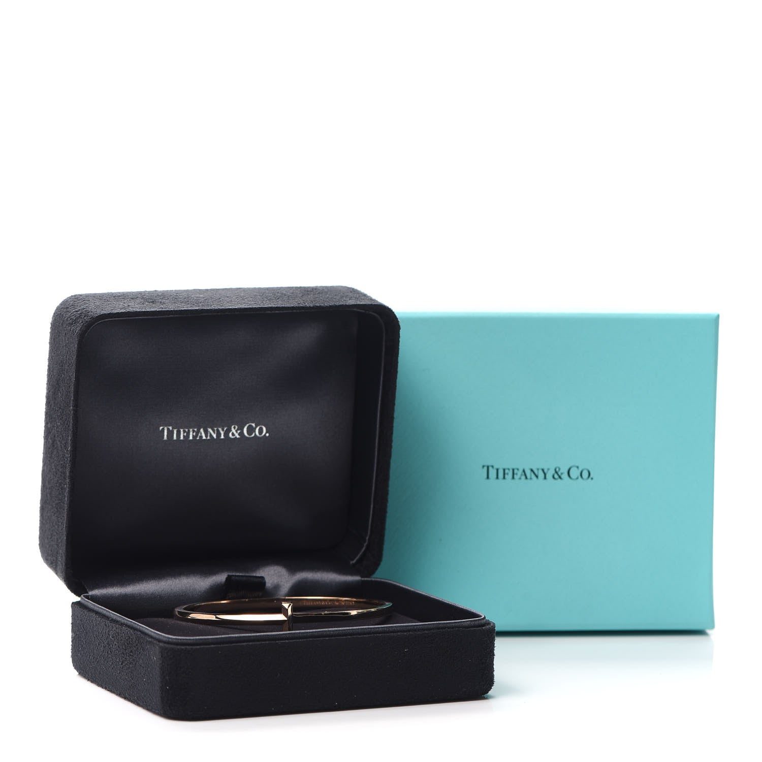 Tiffany 18K Rose Gold Narrow T T1 Hinged Bangle Bracelet 6 of 6