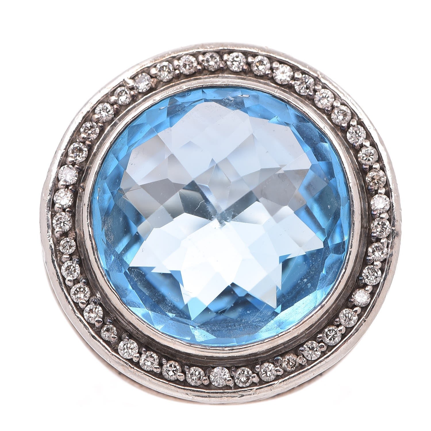 David Yurman Sterling Silver Diamond Blue Topaz Cerise Ring 57 8 1 of 6