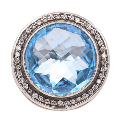 David Yurman Sterling Silver Diamond Blue Topaz Cerise Ring 57 8 1 of 6