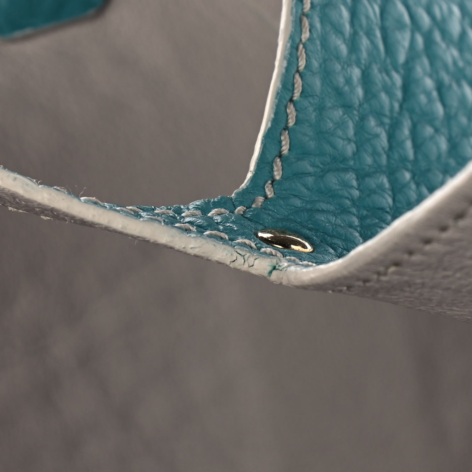 Burberry Signature Grain Calfskin Check Embossed Small Canterbury Tote Aqua Green 16 of 16