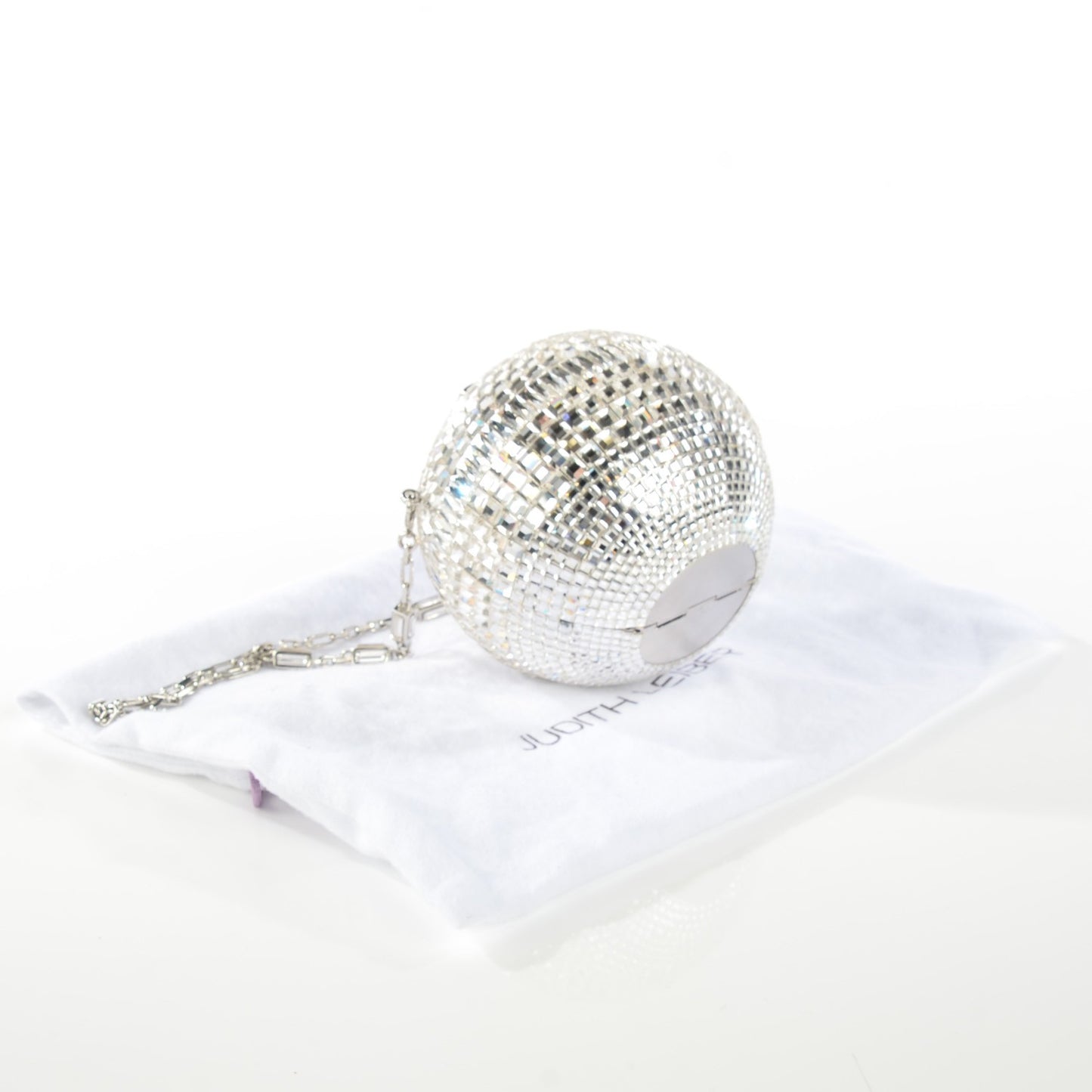 Swarovski Crystal Disco Ball Minaudiere Clutch Silver