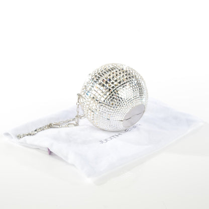 Judith Leiber Swarovski Crystal Disco Ball Minaudiere Clutch Silver 4 of 6