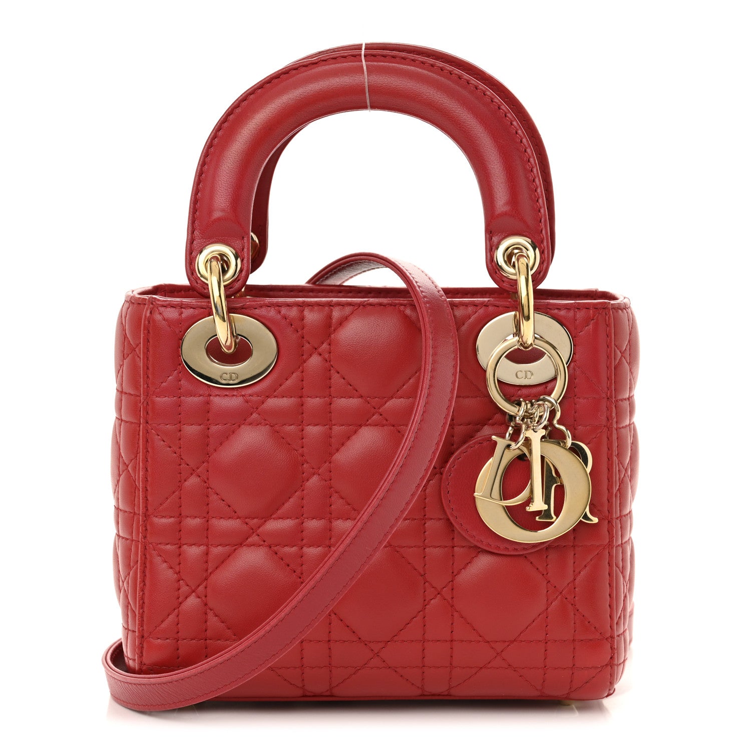 Christian Dior Lambskin Cannage Mini Lady Dior Red 1 of 15