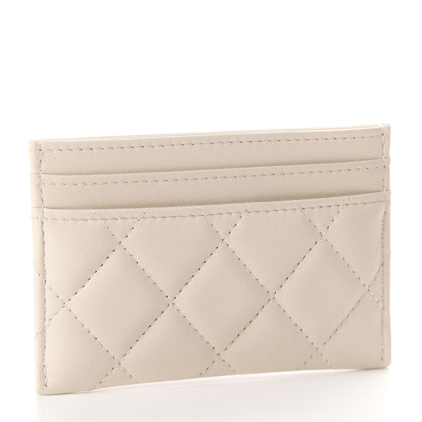 Goatskin Quilted French New Wave Card Holder Ivory