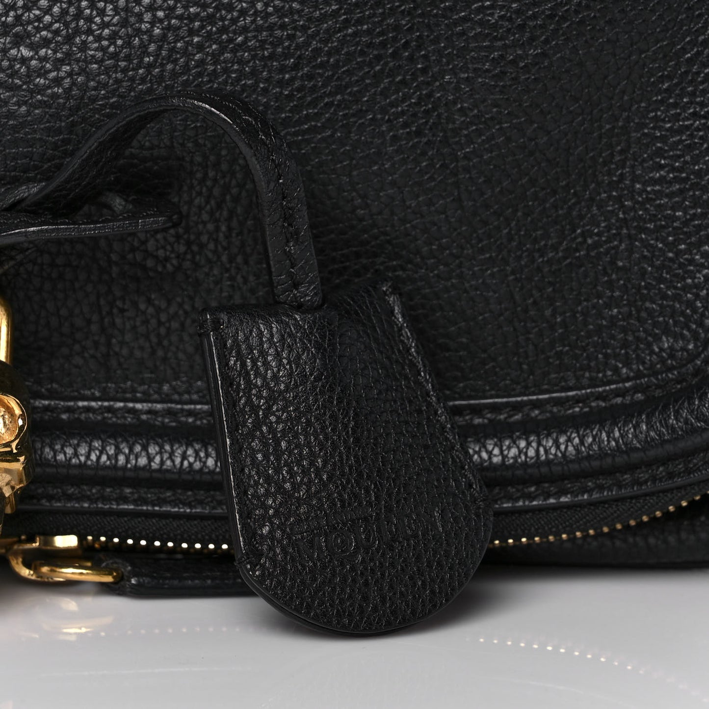Grainy Calfskin Padlock Skull Clutch Black