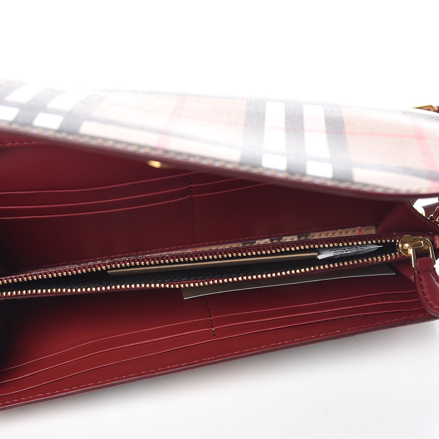Vintage Check Henley Wallet On Chain Crimson