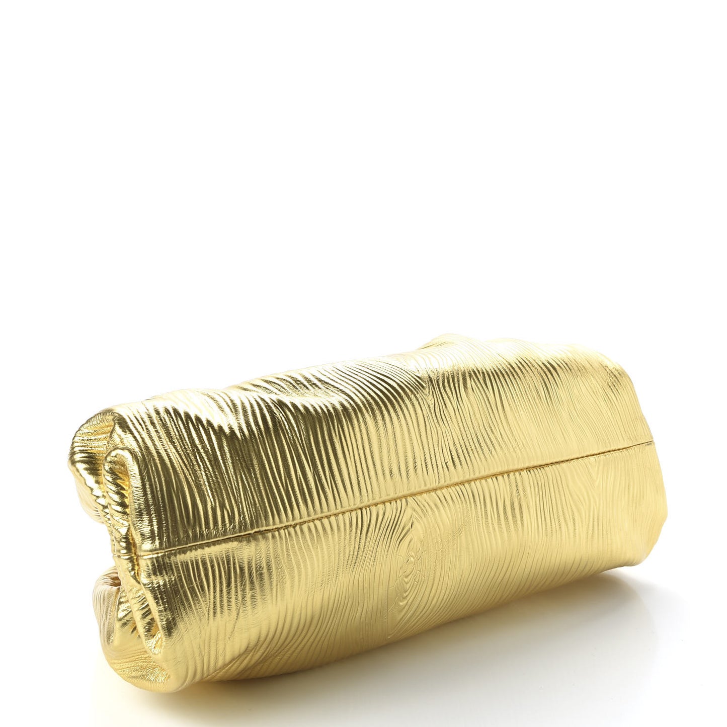 Metallic Bark Calfskin Embossed The Pouch Oversized Clutch Oro